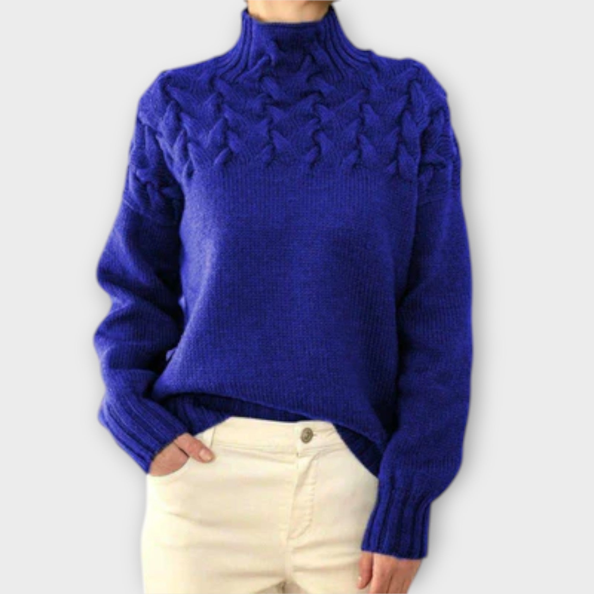 Eva - Sweter damski z detalem w warkocze