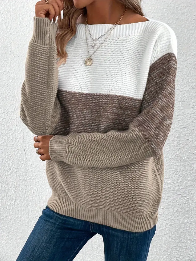 Calista - Elegancki Sweter z Długim Rękawem i Opadającymi Ramionami