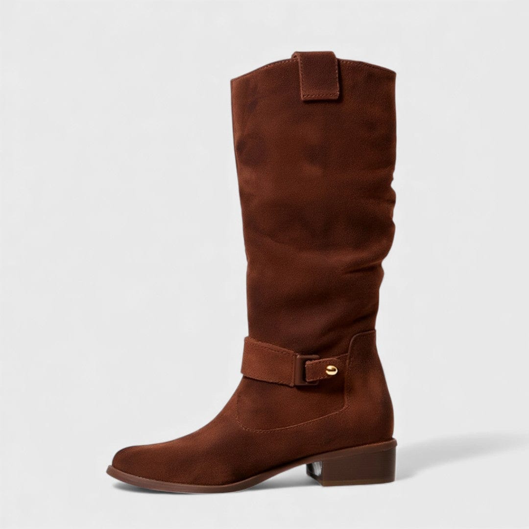 BelleVie - Eleganckie Botki ze Skóry Zamszowej