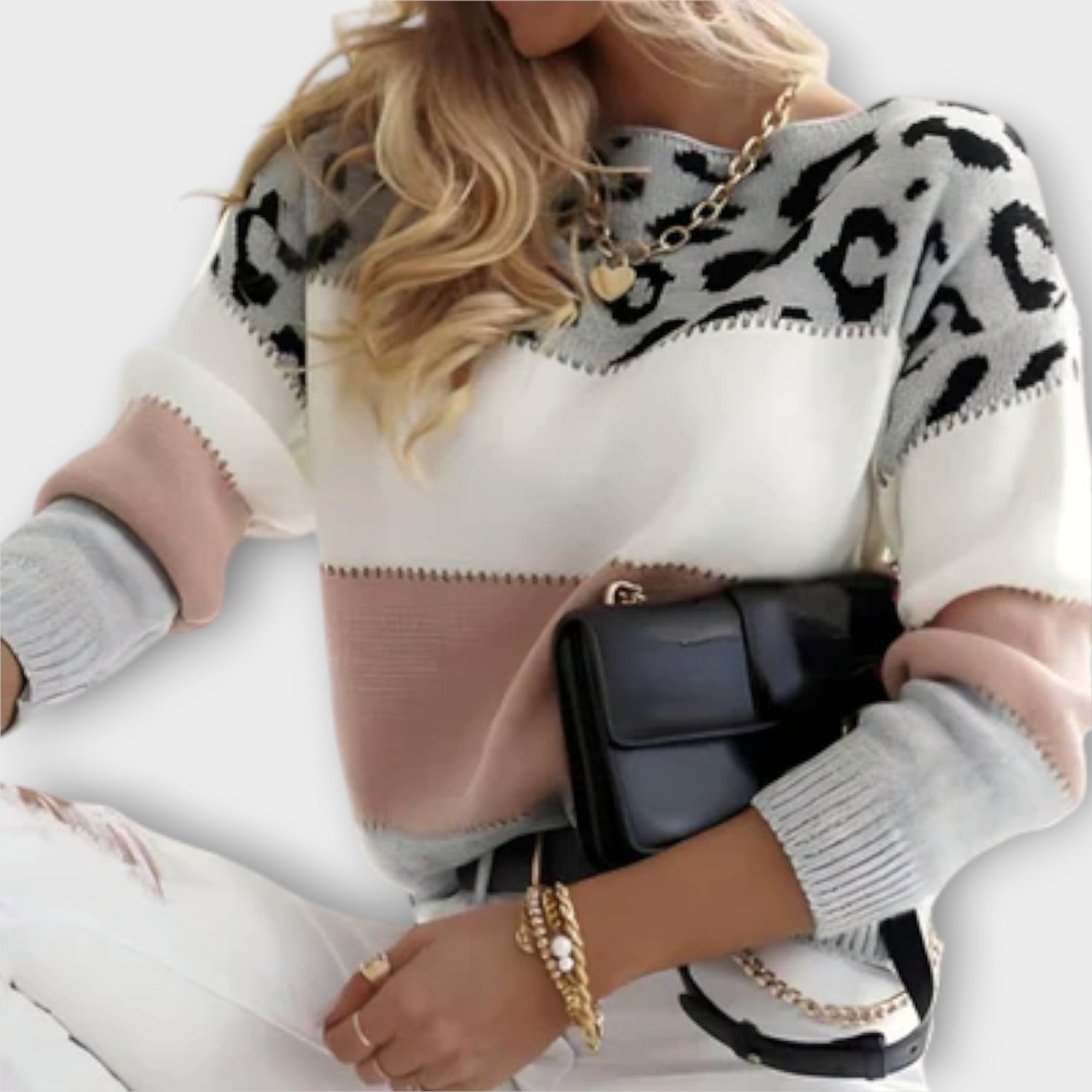 Cheyenne - Sweter Casual z Wzorem Lamparta
