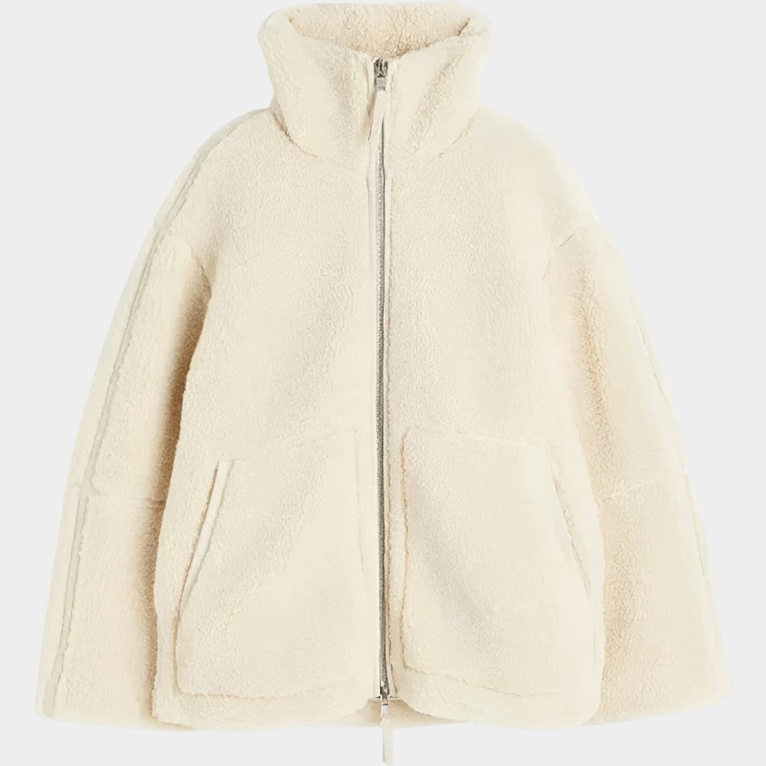 Petra – damski oversize teddy płaszcz z zamkiem