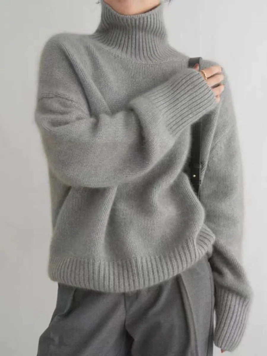 Zoey - Oversize Sweter z Wysokim Kołnierzem