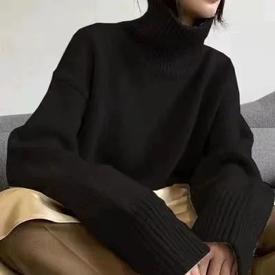 Zoey - Oversize Sweter z Wysokim Kołnierzem
