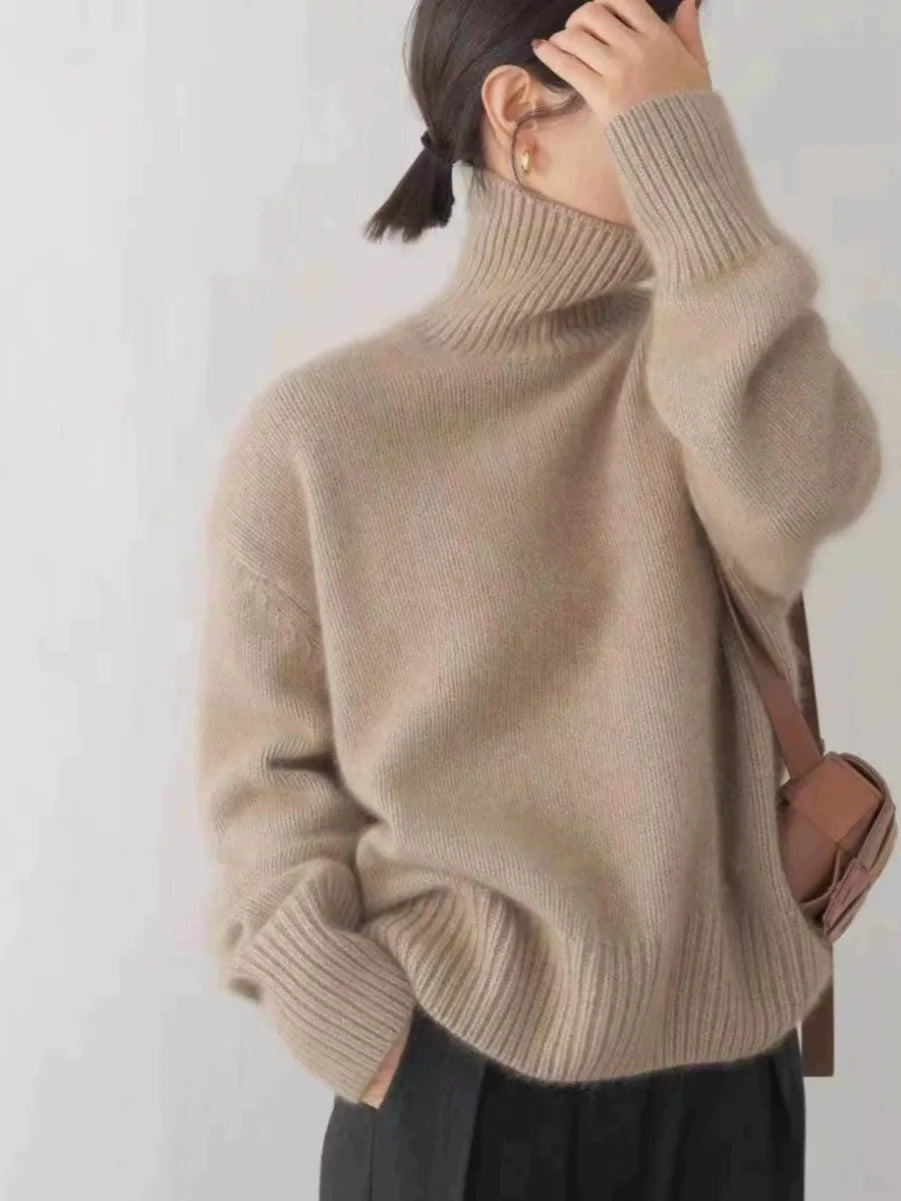 Zoey - Oversize Sweter z Wysokim Kołnierzem