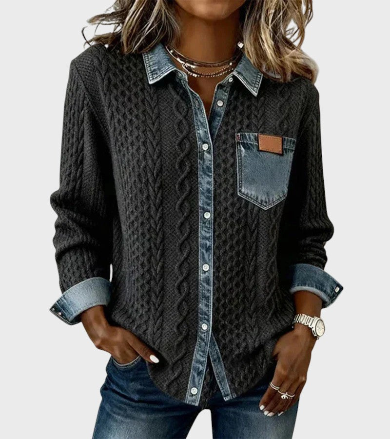 Mia | Sweter pleciony z denimu