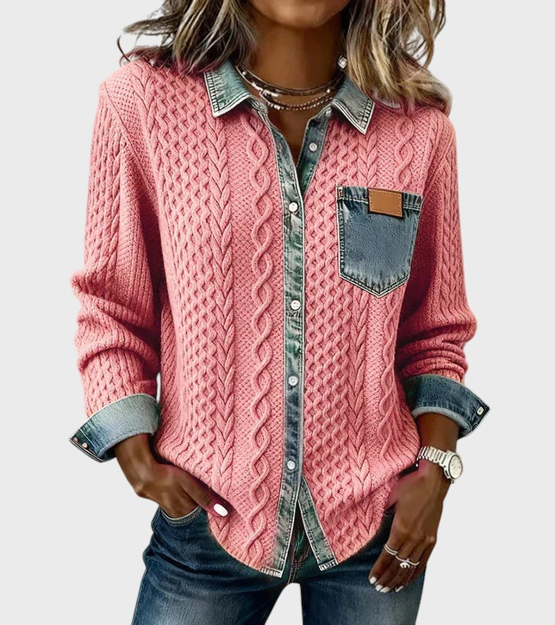 Mia | Sweter pleciony z denimu