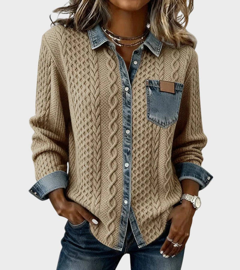 Mia | Sweter pleciony z denimu