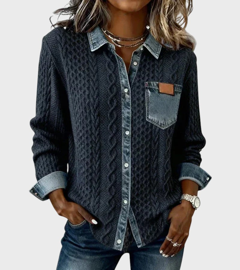 Mia | Sweter pleciony z denimu