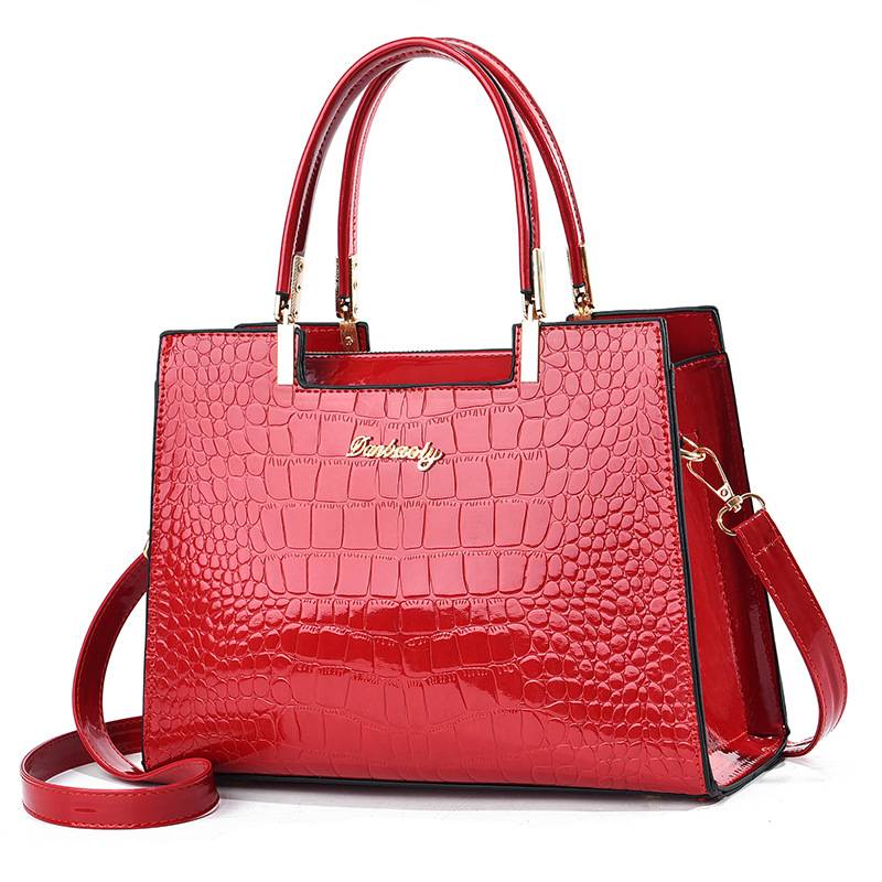 Gianna Boutique - Torebka na Ramię z Wzorem Krokodyla Błyszcząca