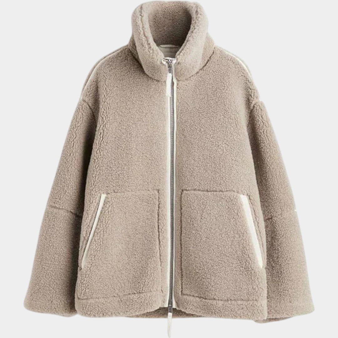Petra – damski oversize teddy płaszcz z zamkiem